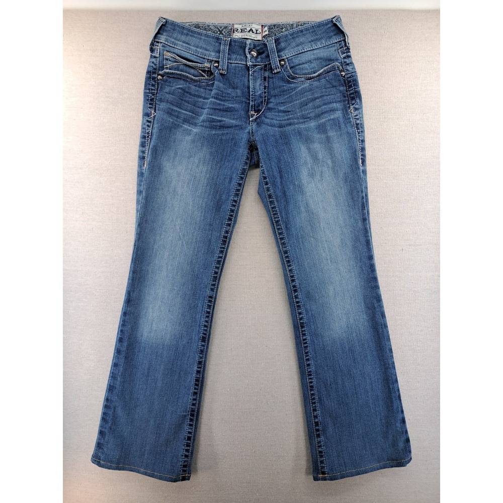 Ariat REAL Mid Rise Bootcut Jeans Womens 29 Whipstitch Country Stretch W31.5"
